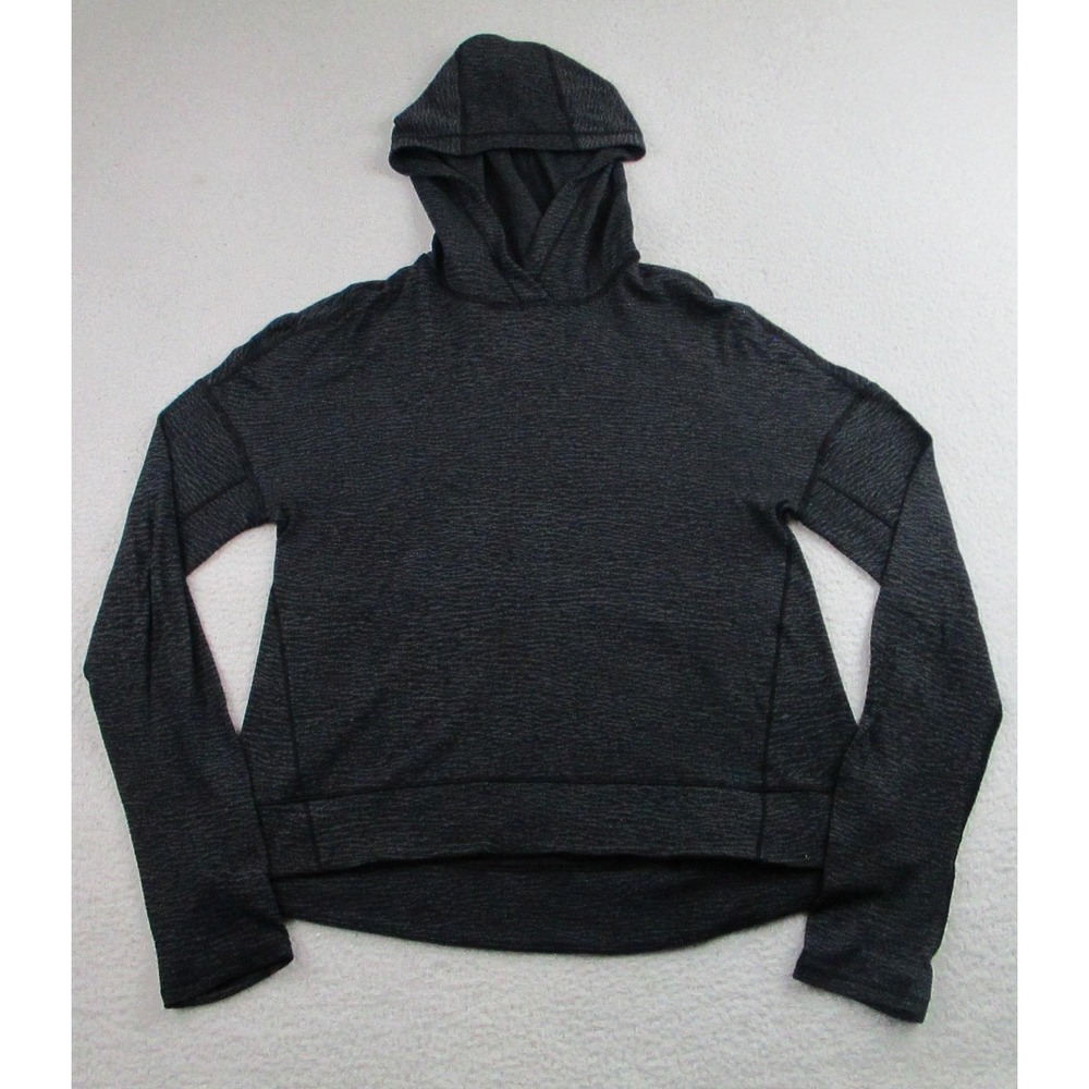 Lululemon Hoodie Womens 4 Black Gray Heathered Pullover Lightweight Running